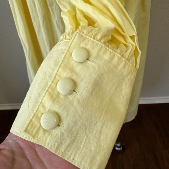 GIRL AND THE SUN Long Sleeve Lined Maxi Shirt Dress in Pale Yellow - Picture 6 of 14